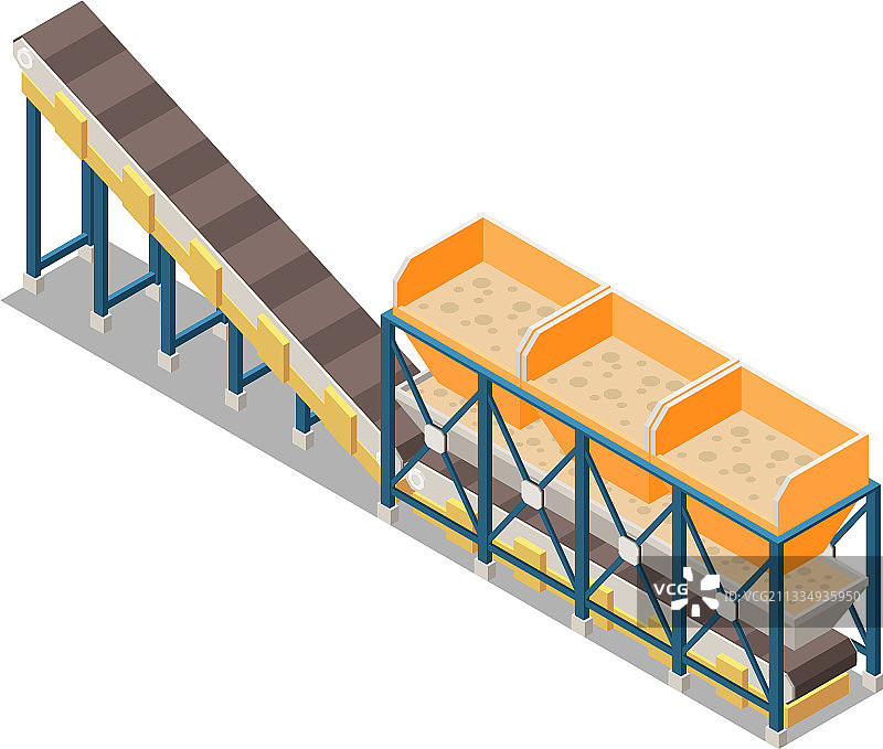 混凝土生产输送带构成图片素材