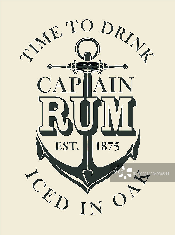 带锚装饰的朗姆酒banner或标签图片素材