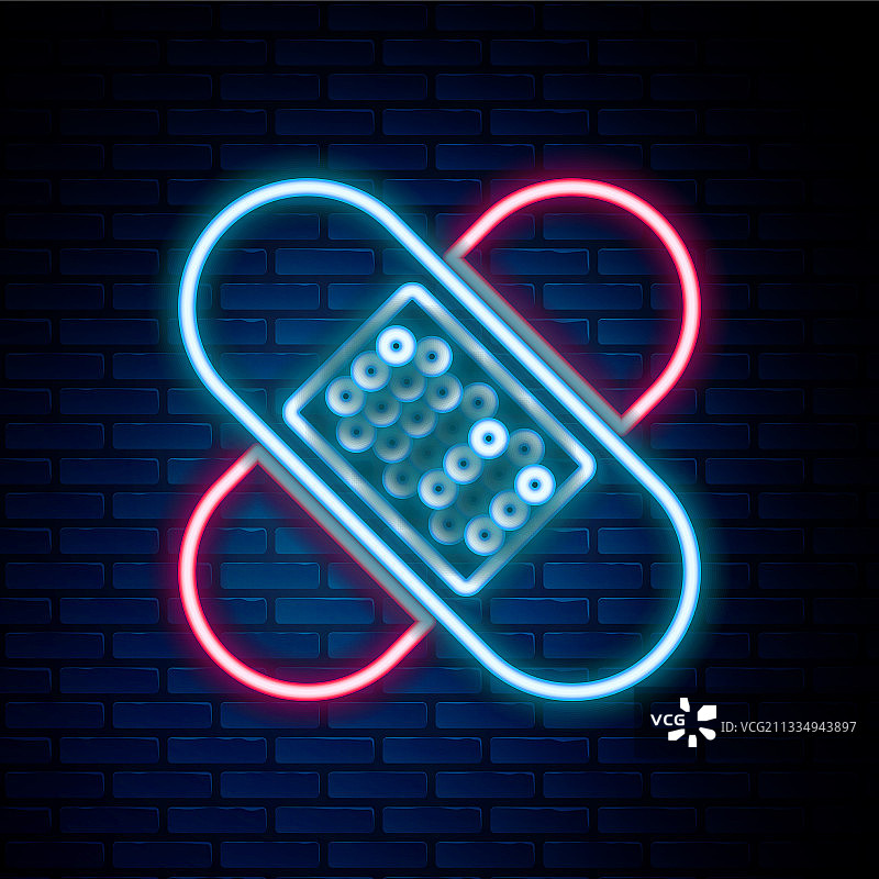 发光霓虹灯线条交叉绷带膏药图标图片素材
