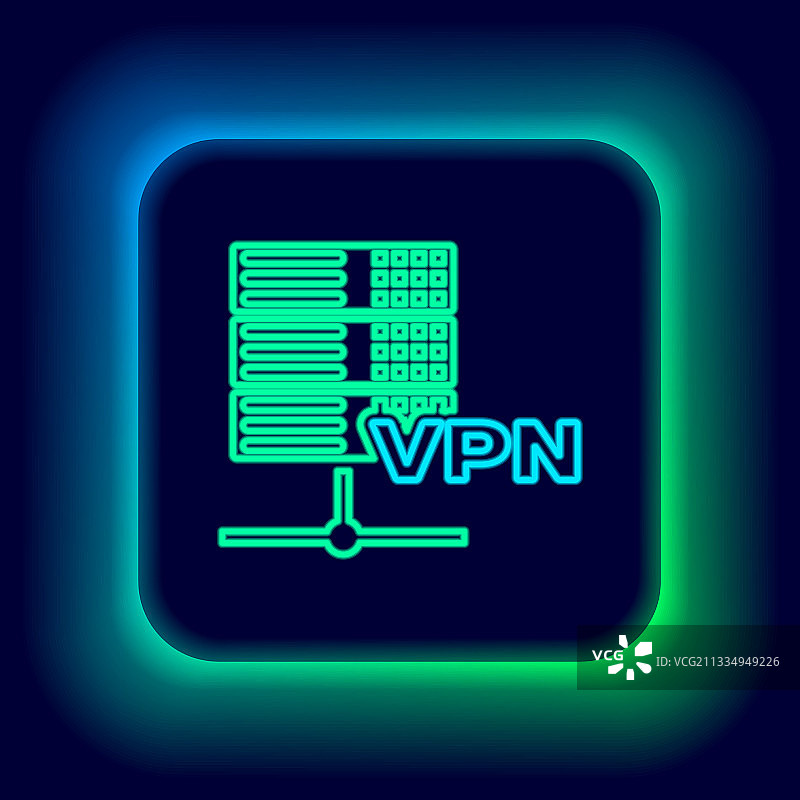 发光霓虹线条：服务器VPN图标图片素材
