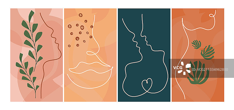 女性面部特征线条图片素材