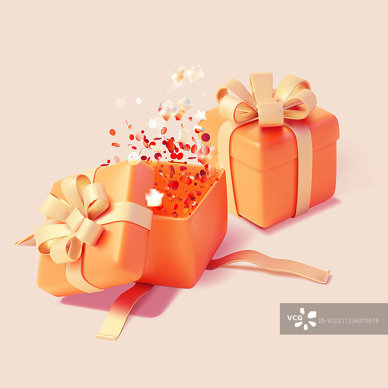 逼真细致的3D礼品盒套装图片素材