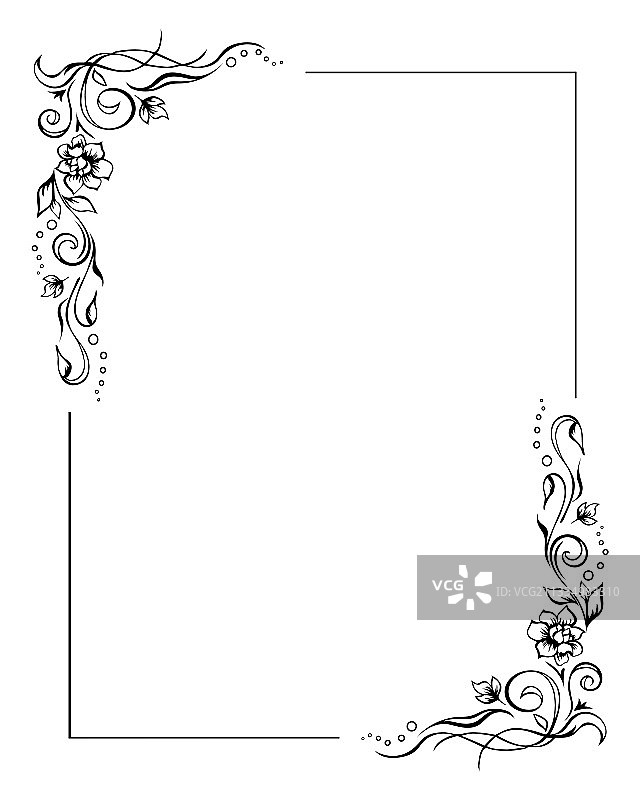 玫瑰边框矩形花卉框架模板图片素材