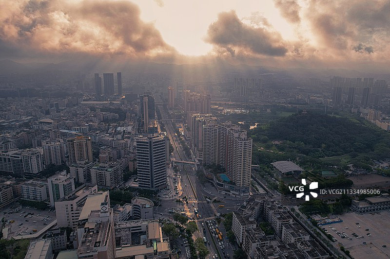 虎门清晨航拍景观图片素材