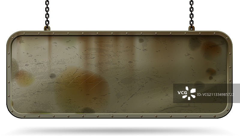 带有孔的长条固体铁锈迹斑斑的标牌图片素材