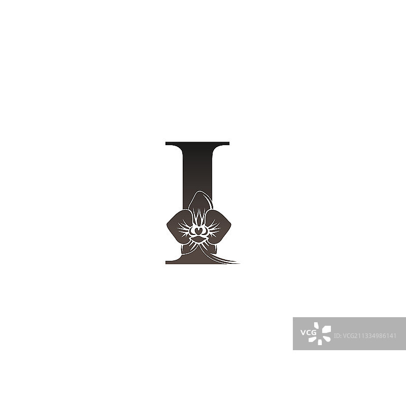 黑色兰花I字母标志图标设计图片素材
