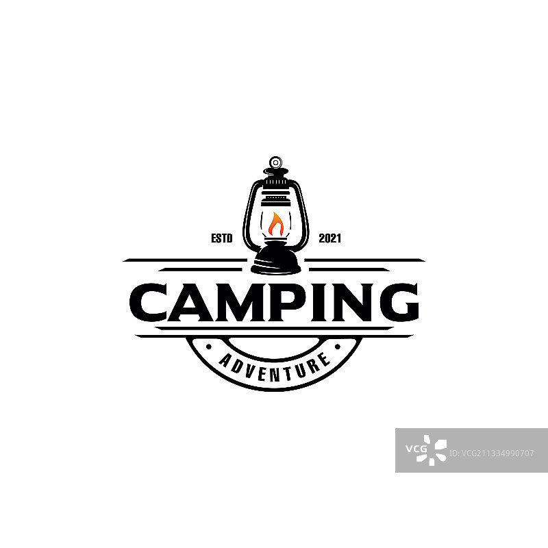 手绘复古露营灯Logo图片素材