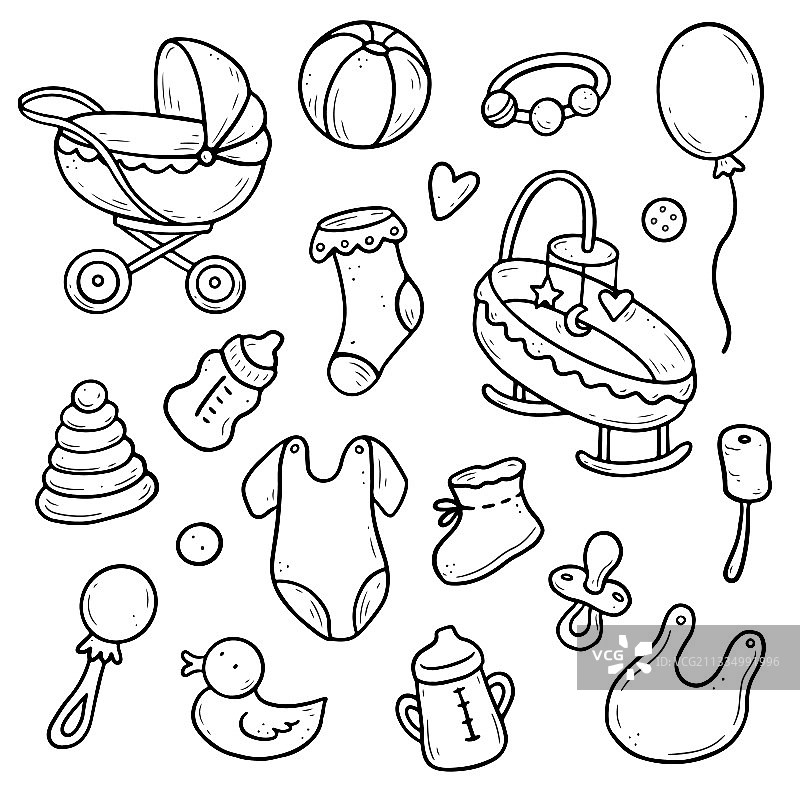 手绘淋浴元素套装图片素材