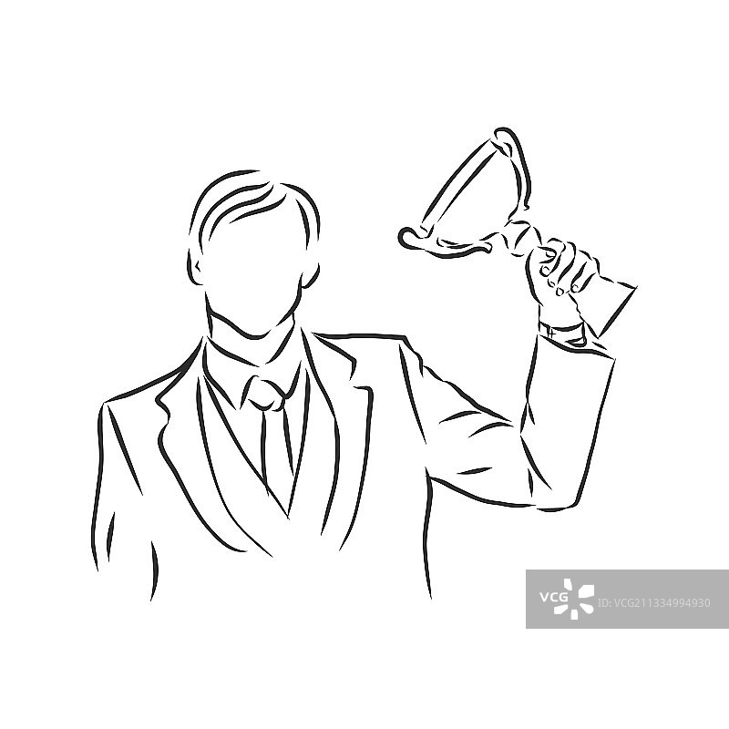 运动员冠军获胜者素描风格图片素材