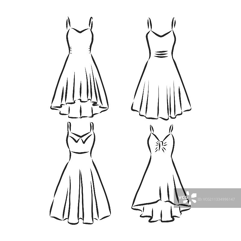 女士夏季连衣裙时装草图图片素材
