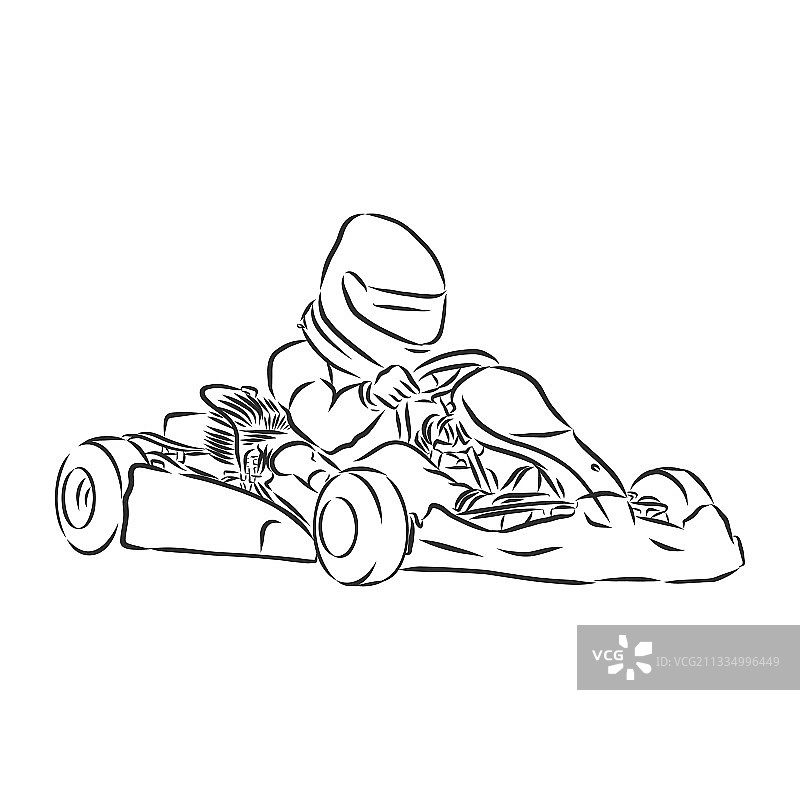 卡丁车运动与积极生活方式手绘草图图片素材