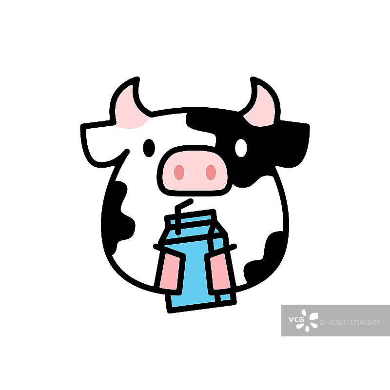 可爱的奶牛牛奶卡通logo图标图片素材