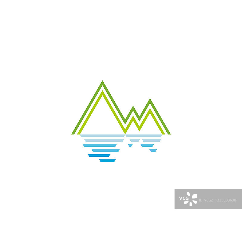 绿色山脉蓝色海洋渐变动态水标志图片素材