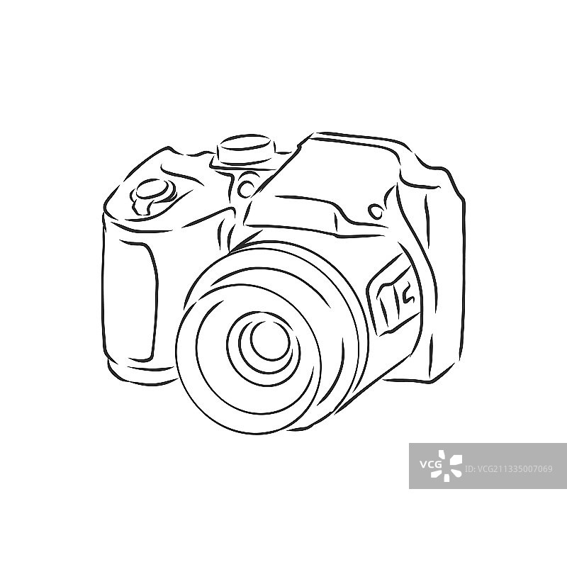 单反相机笔刷素描图片素材