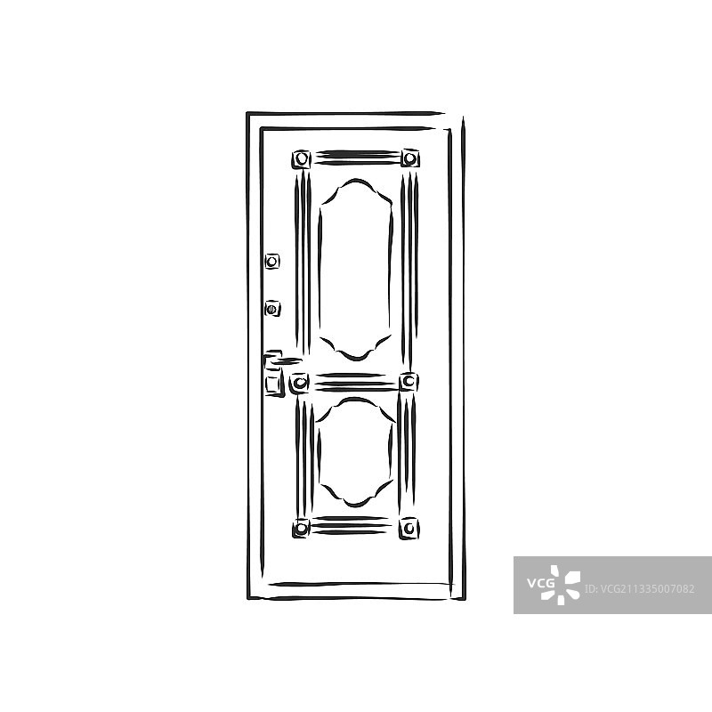 手绘门素描图片素材