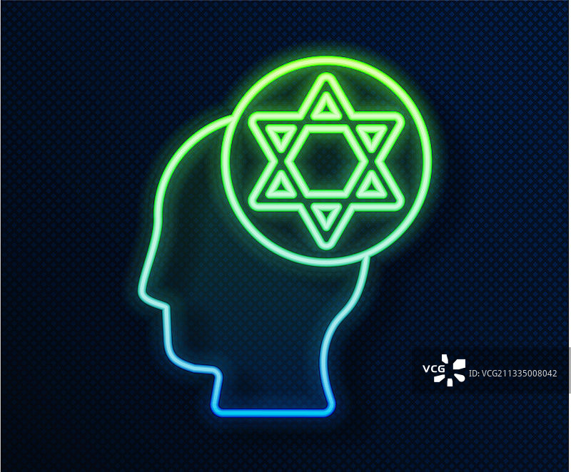 霓虹发光线正统犹太帽子图标图片素材