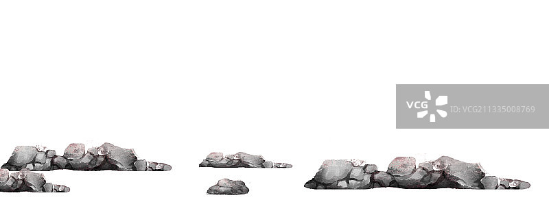 中国风水彩石头插画元素图片素材