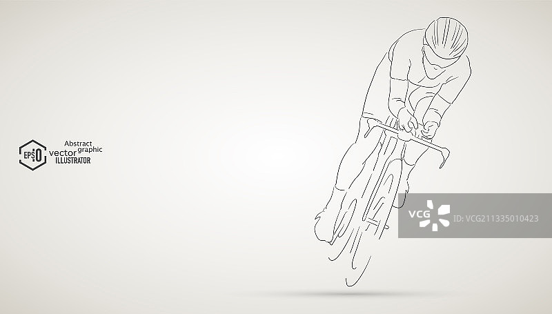 线条手绘休闲越野公路自行车运动员，抽象矢量体育运动会设计元素图片素材