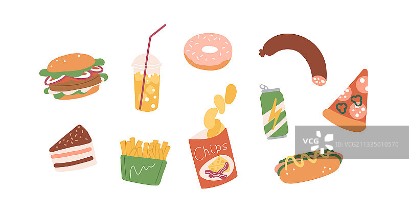 不健康的垃圾食品快餐图标图片素材
