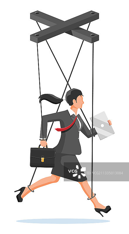 女商人木偶被绳子悬挂图片素材