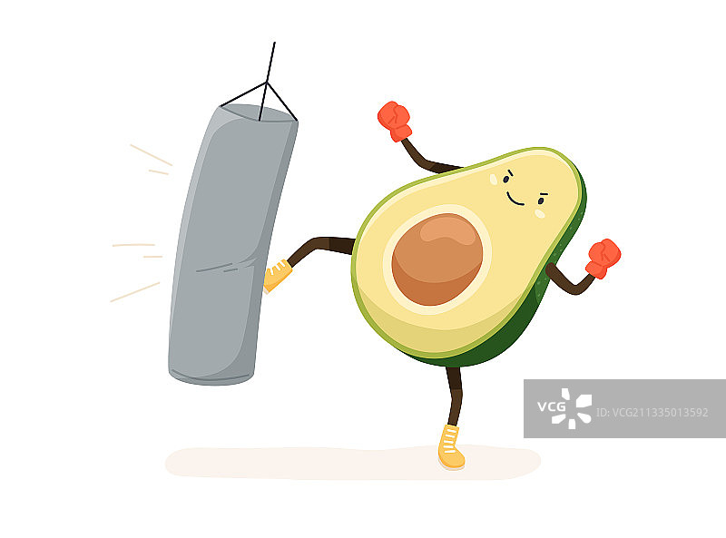 戴着拳击手套的强壮可爱牛油果图片素材