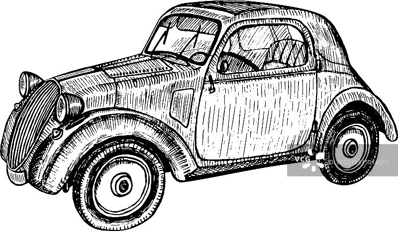 手绘复古老爷车图片素材