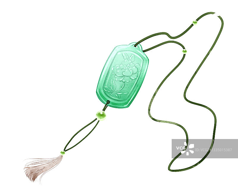 中国风水彩玉佩插画元素图片素材