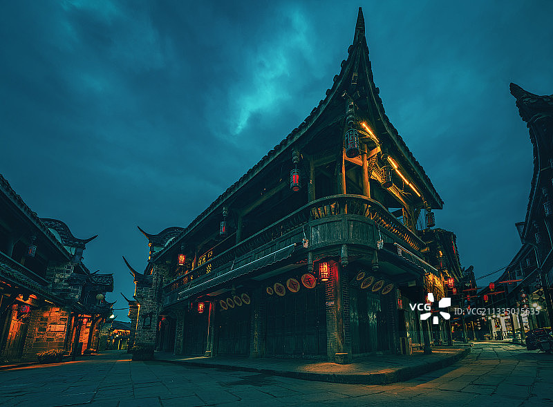 黄龙溪夜景图片素材