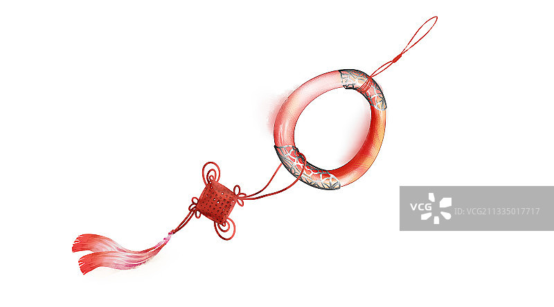 中国风水彩配饰挂吊插画元素图片素材