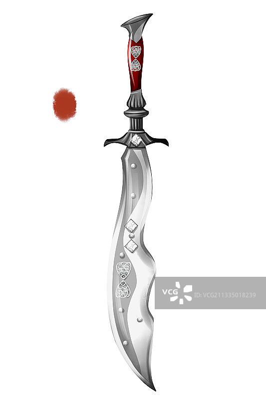 中国风水彩武器刀插画元素图片素材