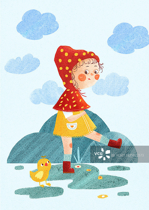 踩水小女孩图片素材