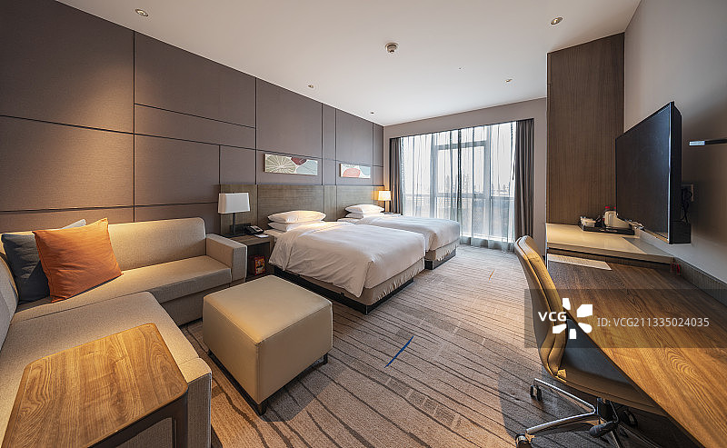酒店房间内部陈设图片素材