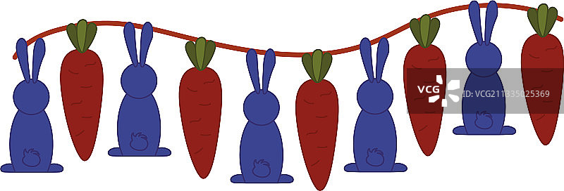 兔子胡萝卜涂鸦花环图片素材