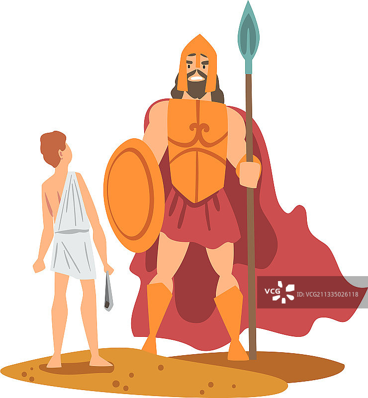 歌利亚巨人与年轻的大卫图片素材