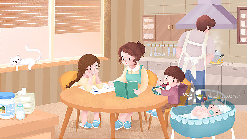 三胎家庭的生活图片素材