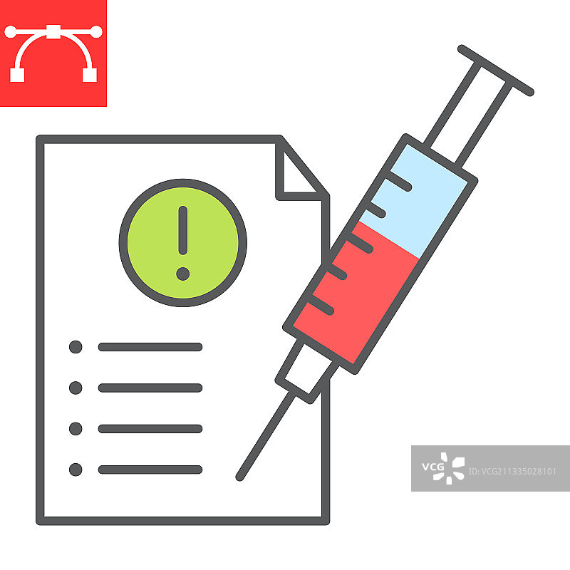 强制疫苗接种彩色线条图标 COVID-19图片素材
