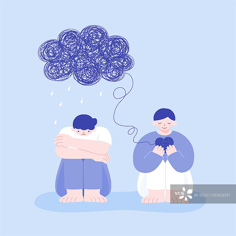 默默陪伴失落的朋友 扁平概念插图图片素材