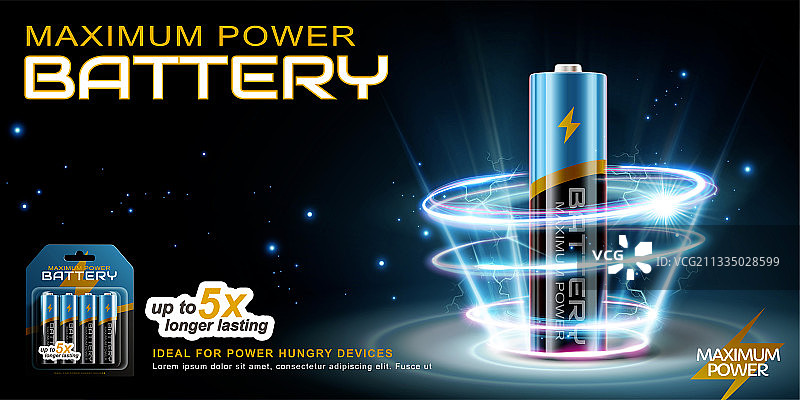 强劲电池横幅广告 蓝色旋风特效图片素材