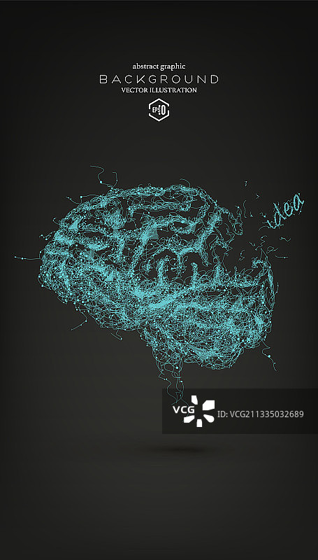 点线手绘的idea大脑神经，矢量抽象的科技商业创意背景图片素材