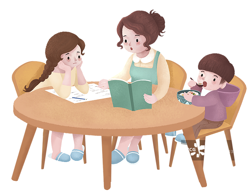 二胎家庭辅导功课图片素材