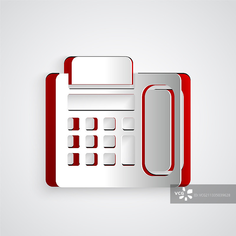 剪纸电话图标，灰色背景图片素材