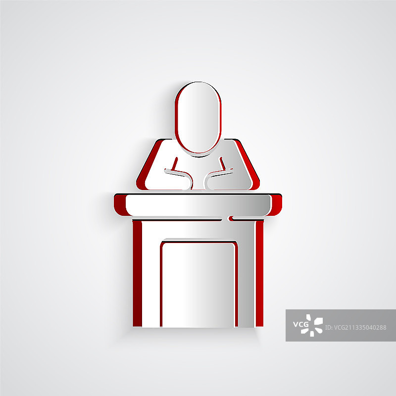 灰色背景上的剪纸扬声器图标图片素材