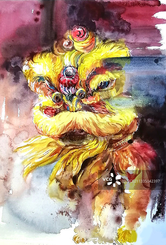 舞狮子之二图片素材