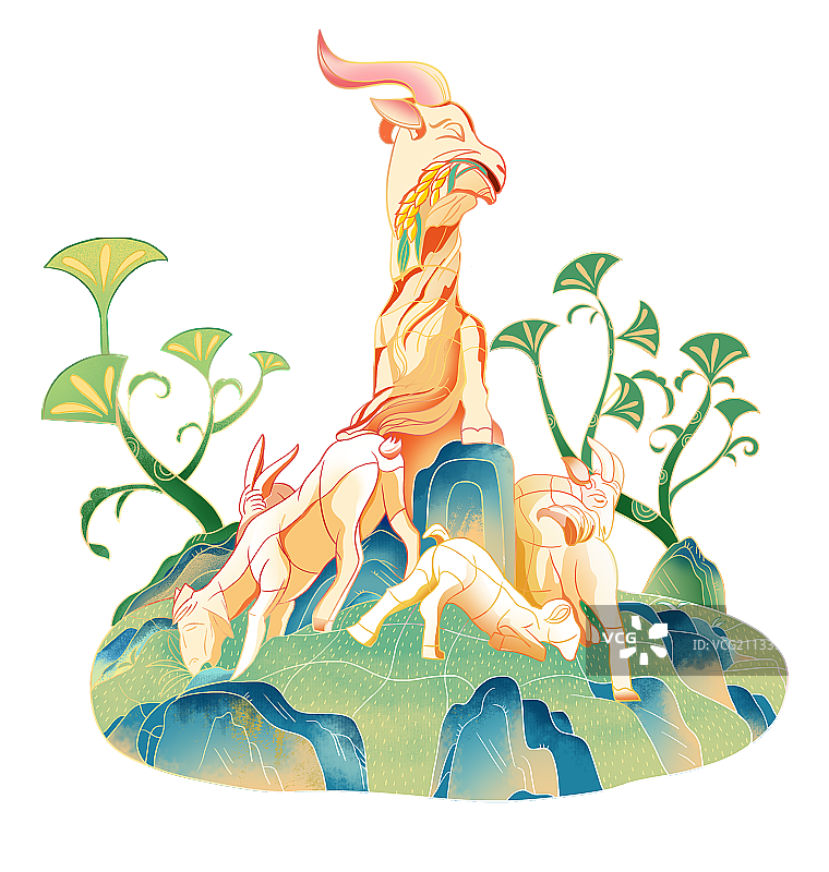 五羊雕塑图片素材