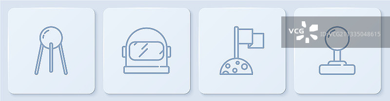 卫星月球与宇航员旗帜图片素材