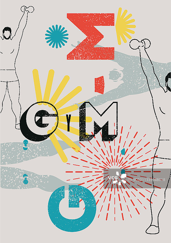 男子健身复古排版海报图片素材