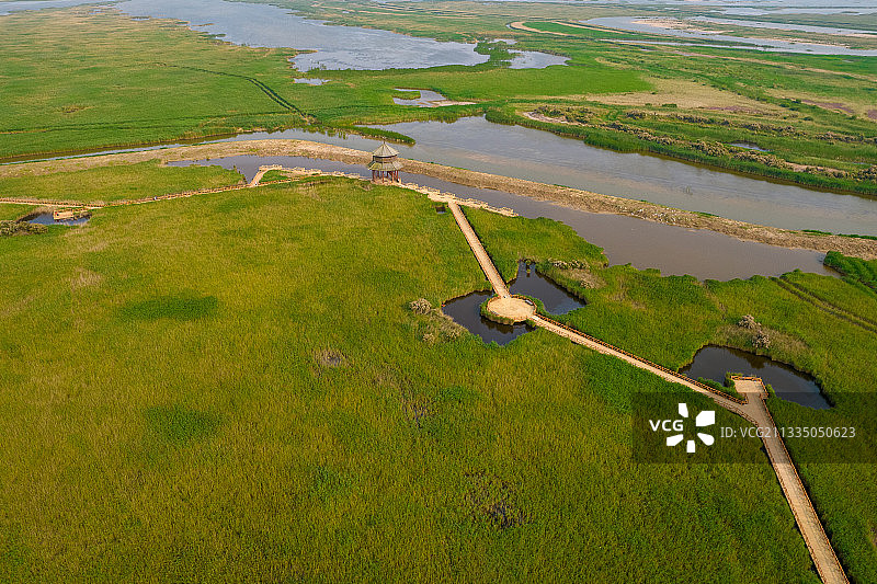 航拍山东东营黄河入海口生态旅游区图片素材
