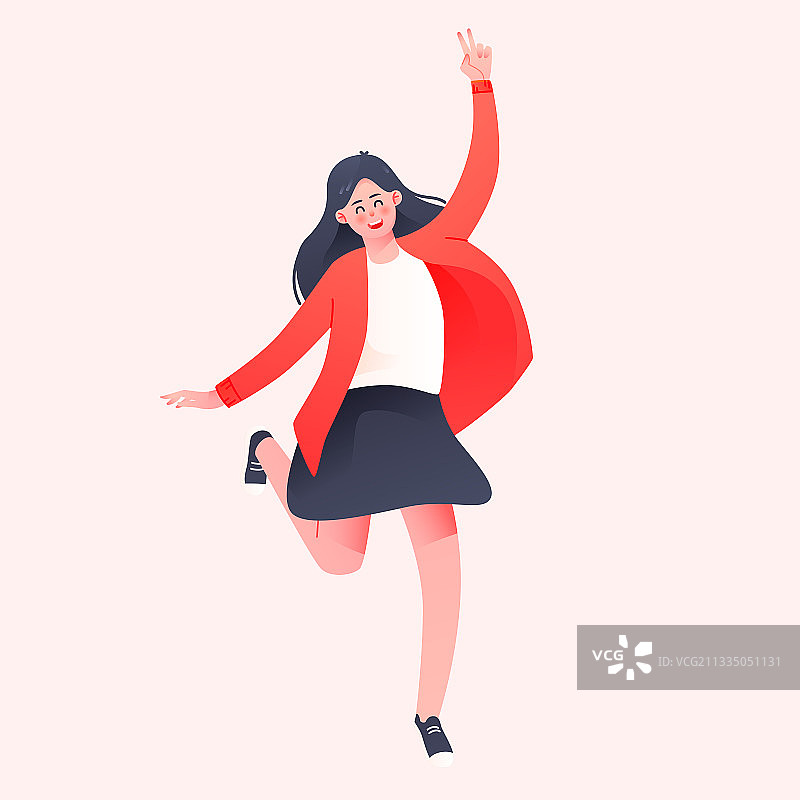 开心女生女神节快乐青少年人物美女矢量插画图片素材