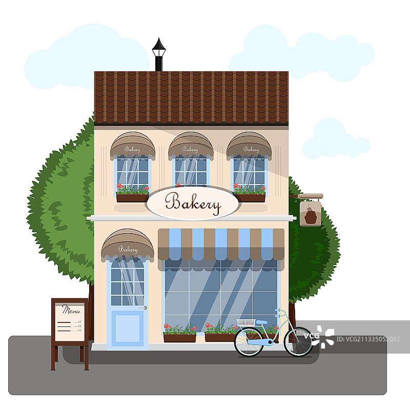 扁平风格面包店外观设计图片素材