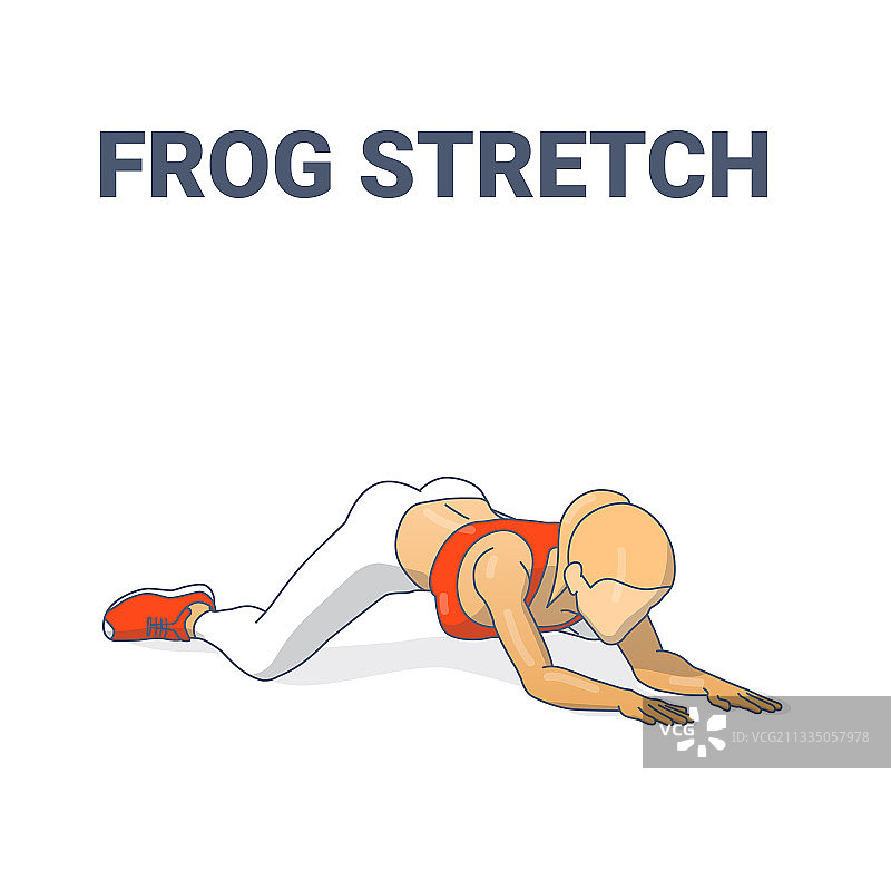 女性居家锻炼青蛙伸展运动图片素材